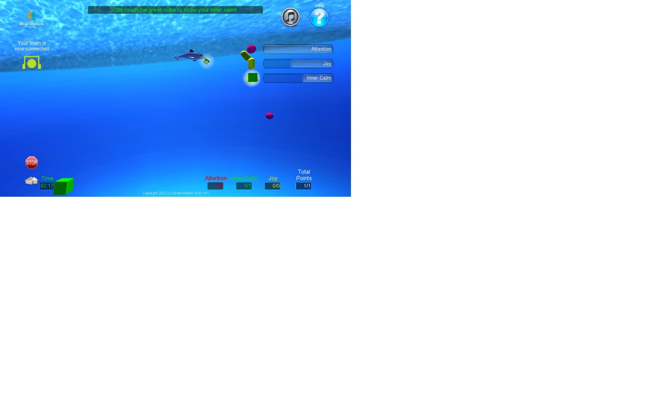 Dolphin neurofeedback training game — main view